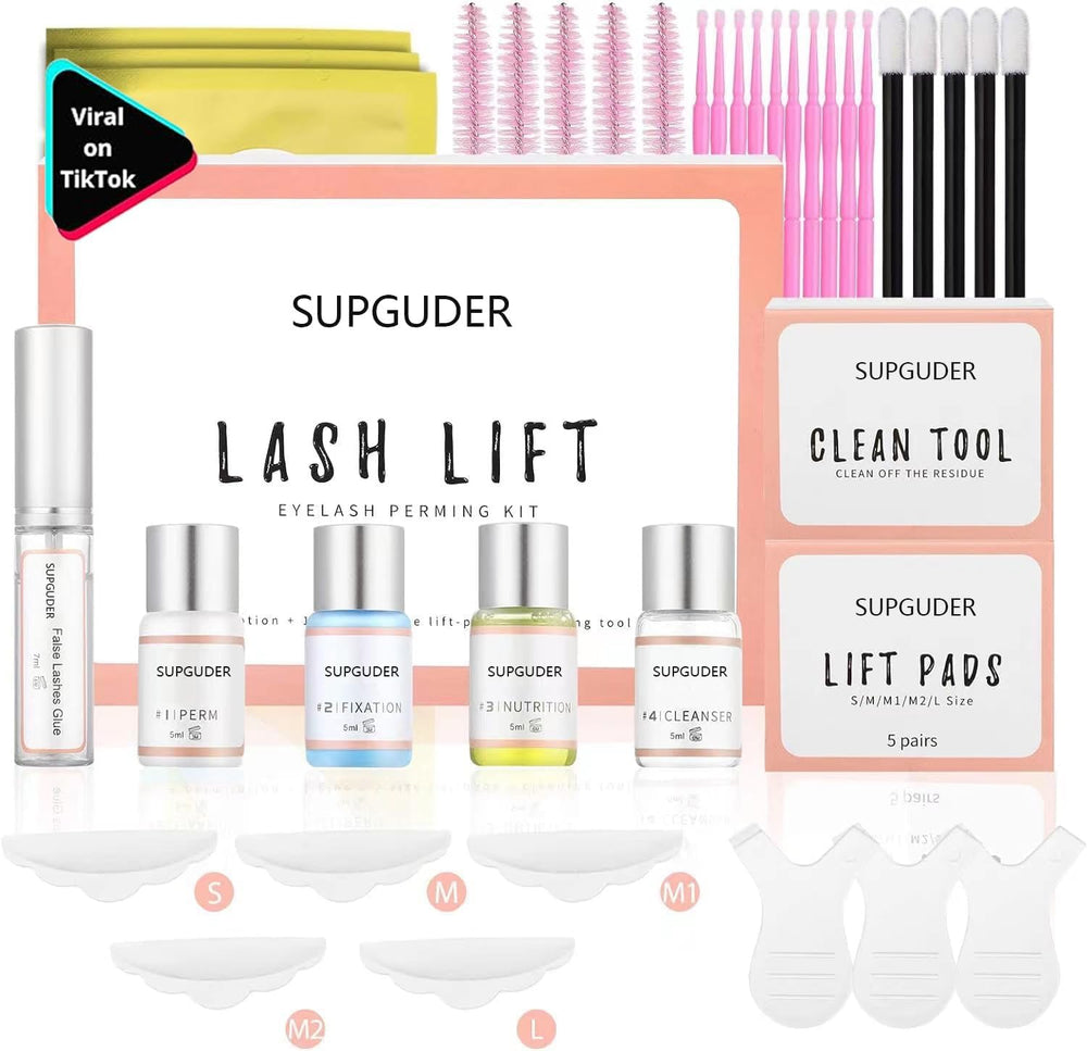 Gentle fragrance label on SUPGUDER lash lift kit emphasizing safe use
