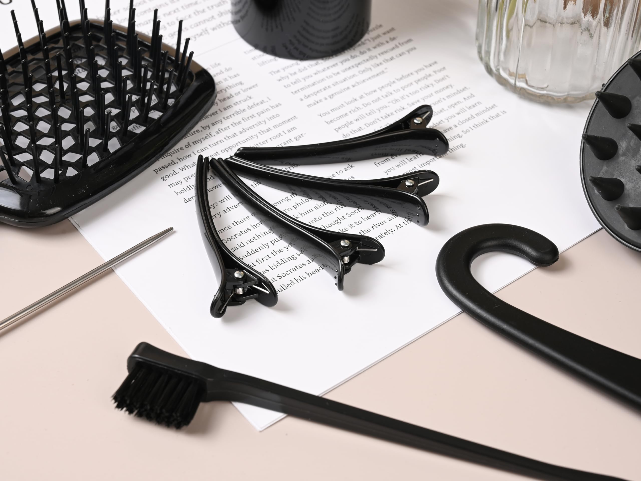 SUPHOUSE soft-bristle brush offers gentle scalp contact during daily care.