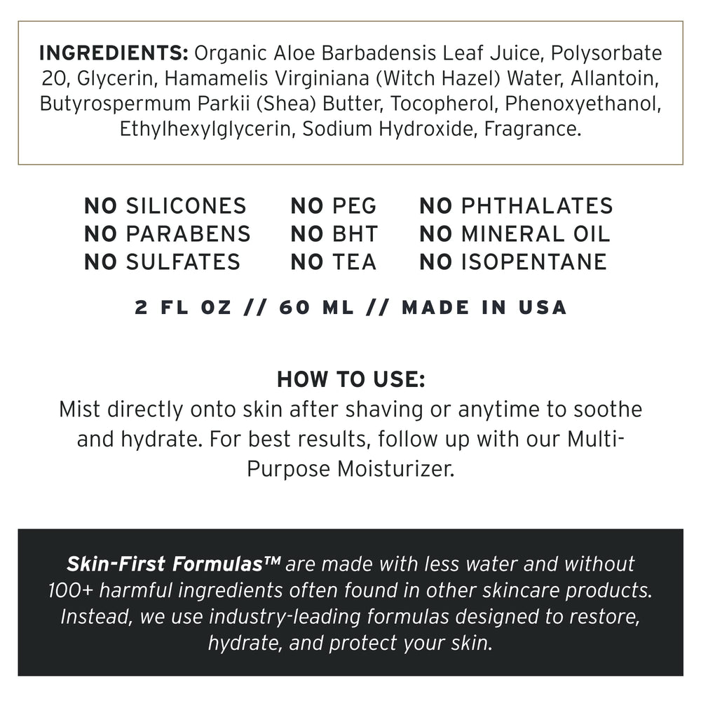 Supply Healing Post Shave skin close-up shows moisture-boosting ingredients for daily comfort.
