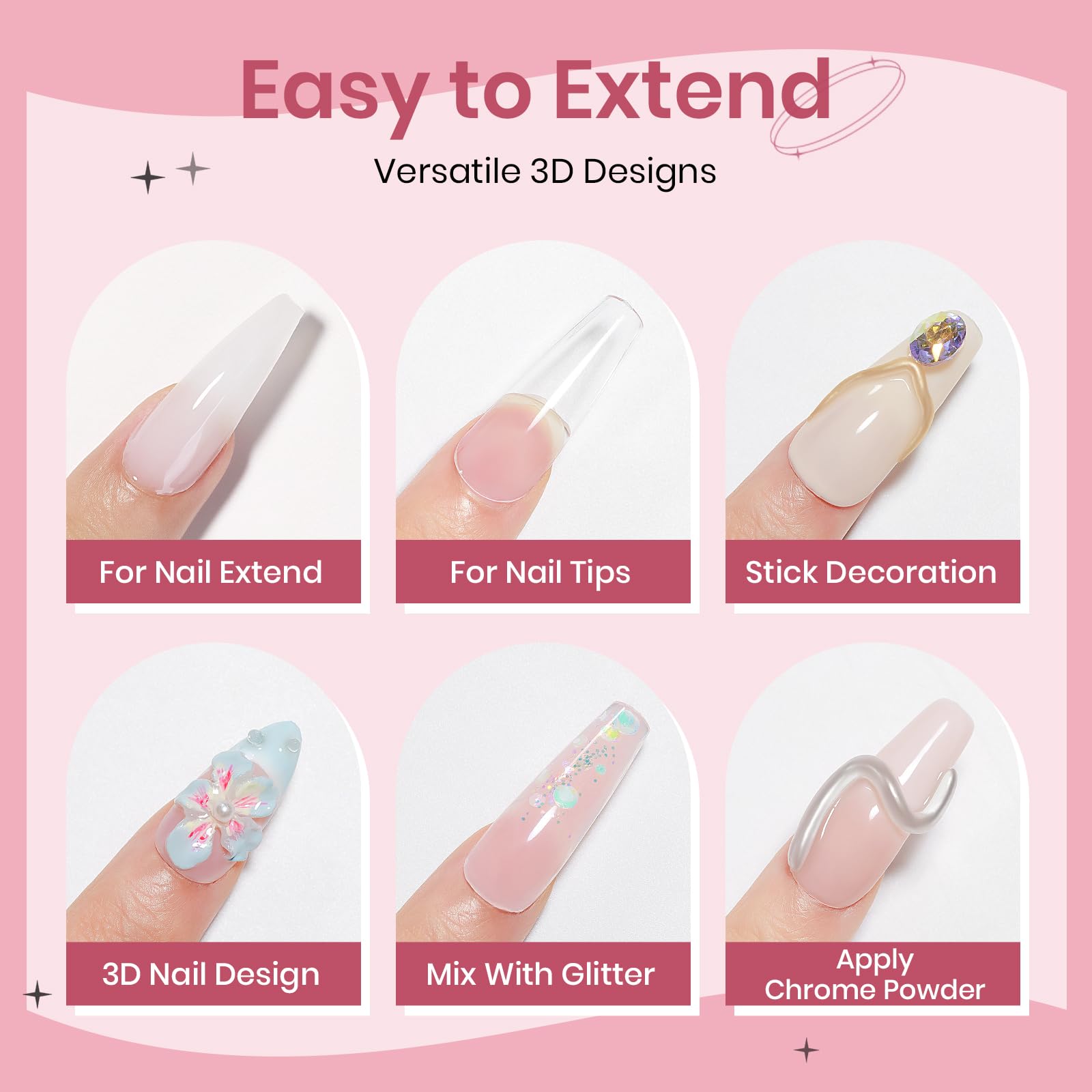 suppwee 3d nail art gel sculpting for dimensional designs with smooth edges.