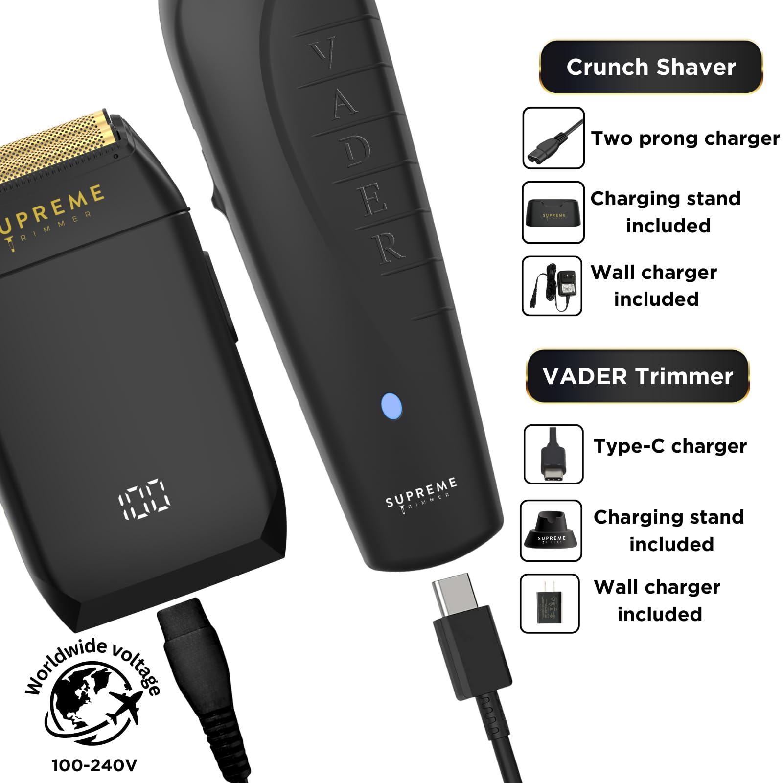 Supreme Trimmer charging stand keeps your setup tidy and ready.