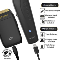 Supreme Trimmer charging stand keeps your setup tidy and ready.