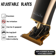 Supreme Trimmer T Shaper adjustable blade enables snag-free trimming.