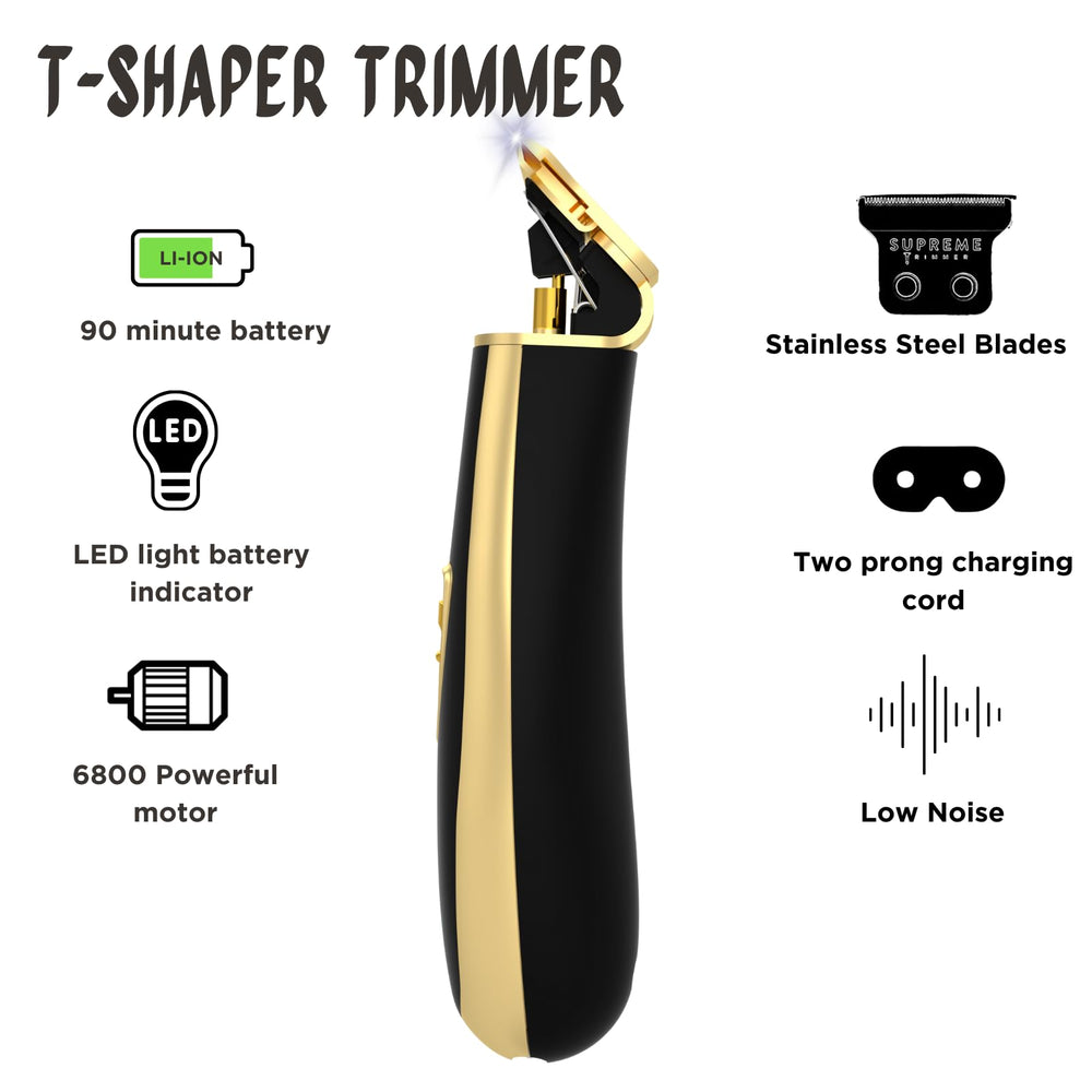 Supreme Trimmer T Shaper LED display shows battery status for planning.