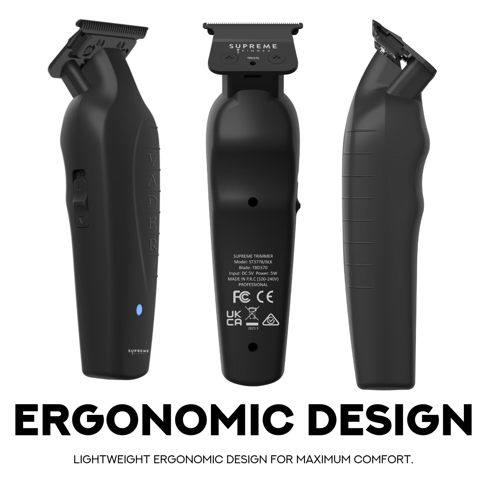 Supreme Trimmer Vader ST3778 ergonomic slim-handle for comfortable extended sessions.