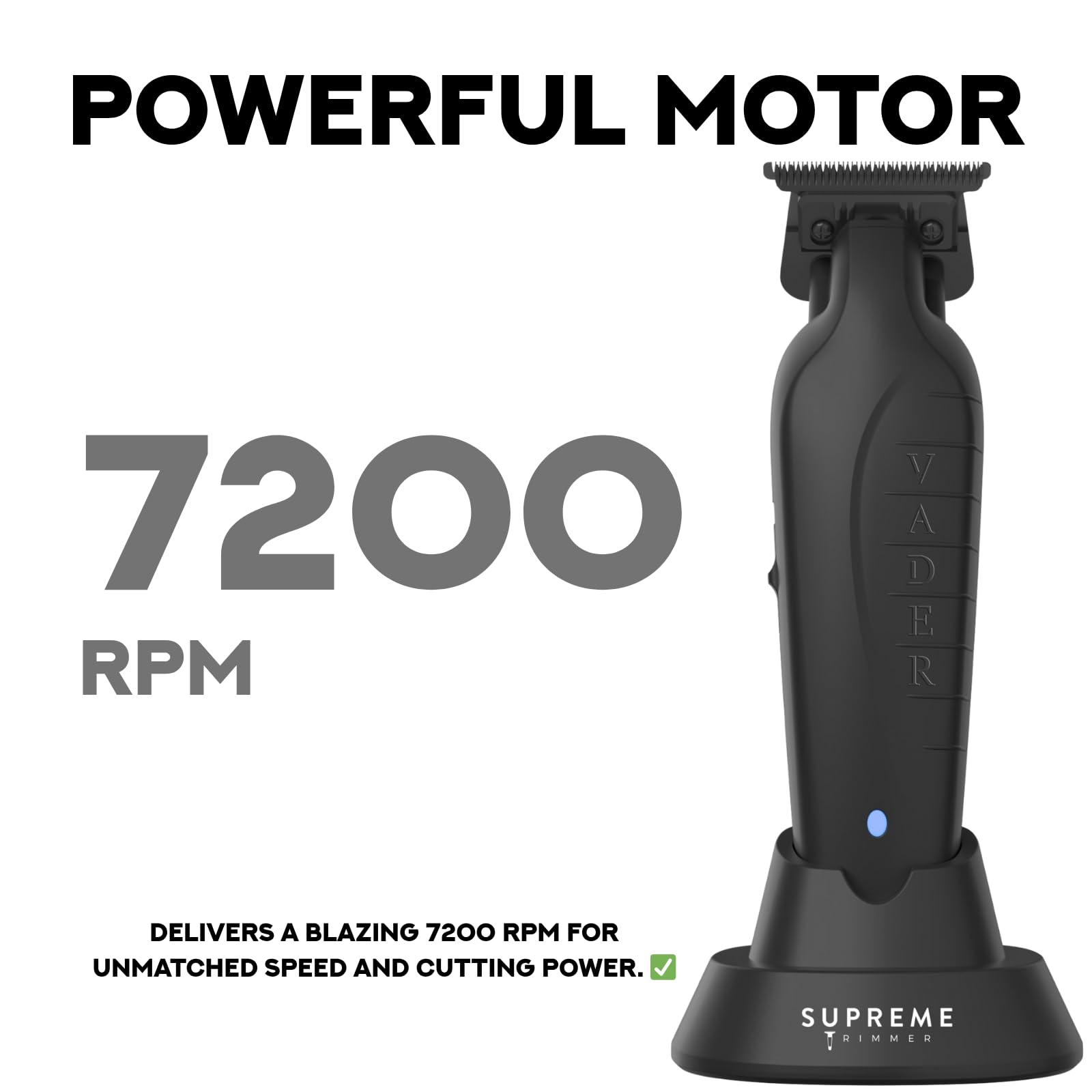 Supreme Trimmer Vader ST3778 LED battery display helps monitor power.