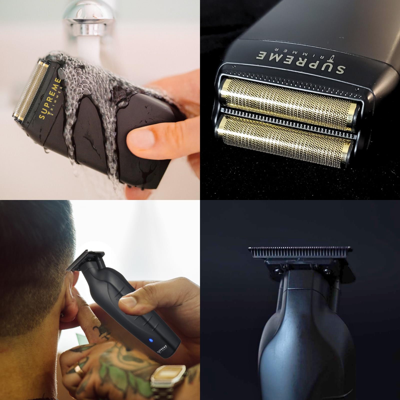 Supreme Trimmer wall charger and USB cable for flexible charging.