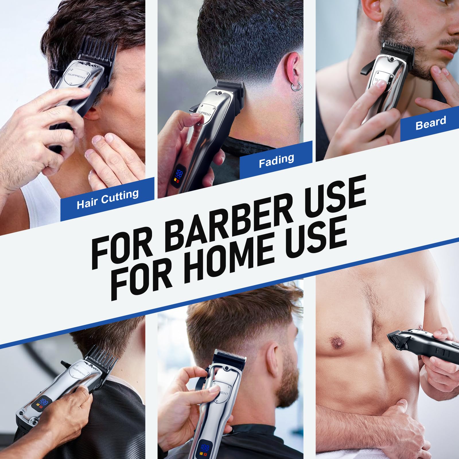SUPRENT barber-kit contents illustrate professional-grade tools for home barbers