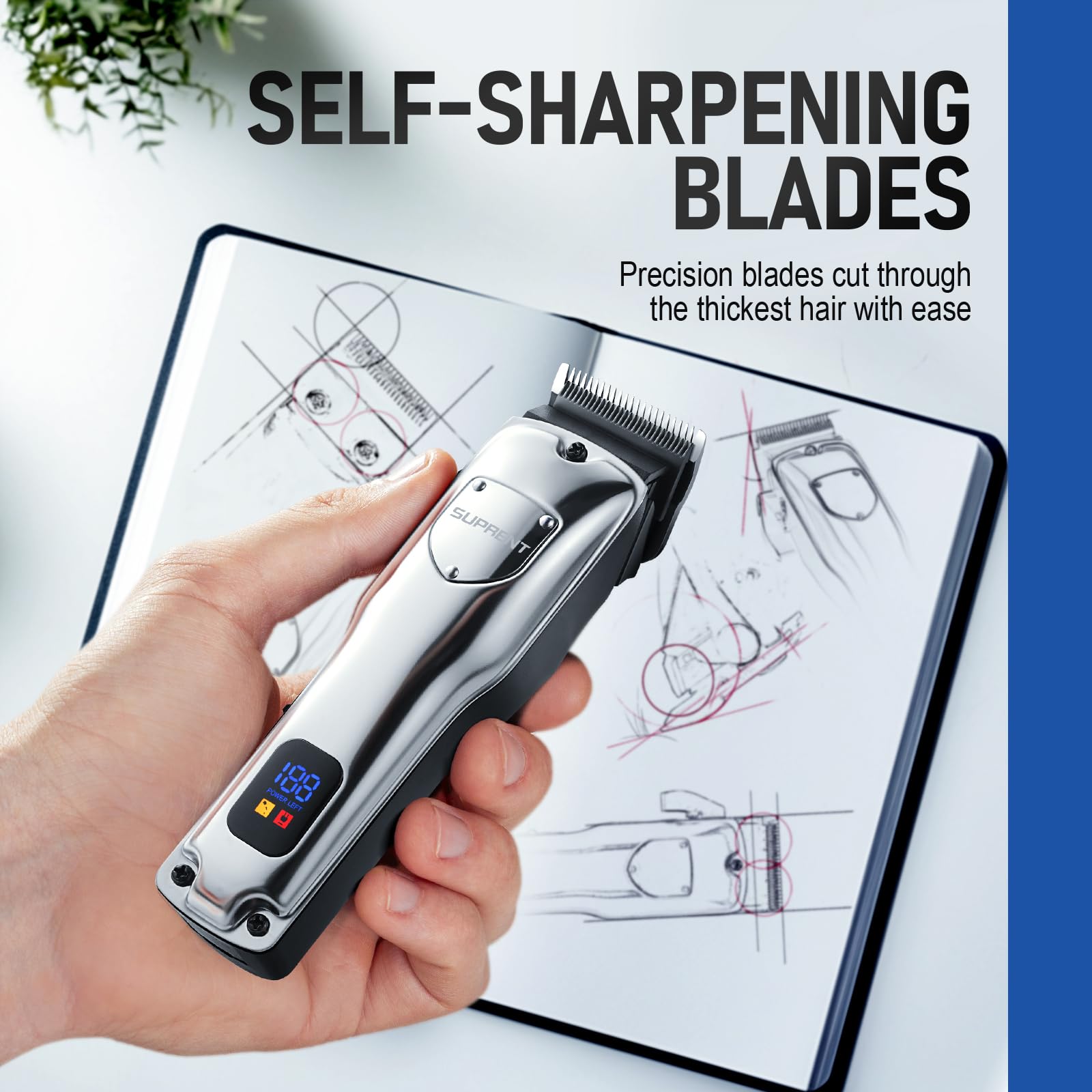 SUPRENT ergonomic grip close-up emphasizes comfortable long-session use