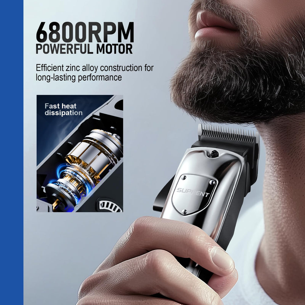 SUPRENT cordless clipper LED display shows battery life for confident trims