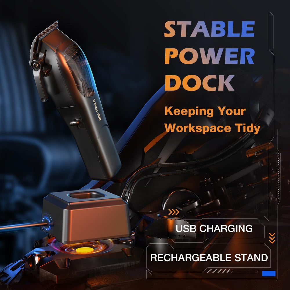 SUPRENT PRO cordless charging stand base shown for tangle-free charging