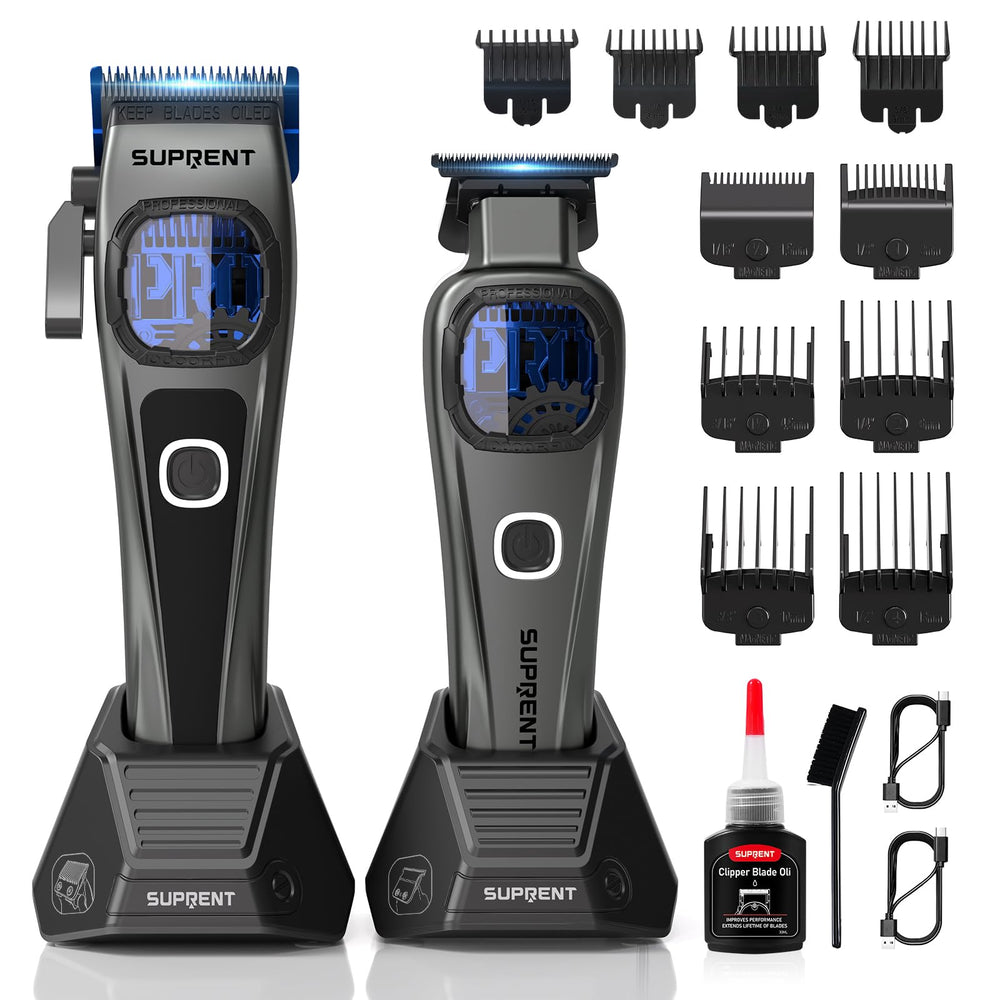 SUPRENT professional hair clipper - 10000 RPM motor for fast, precise cuts.