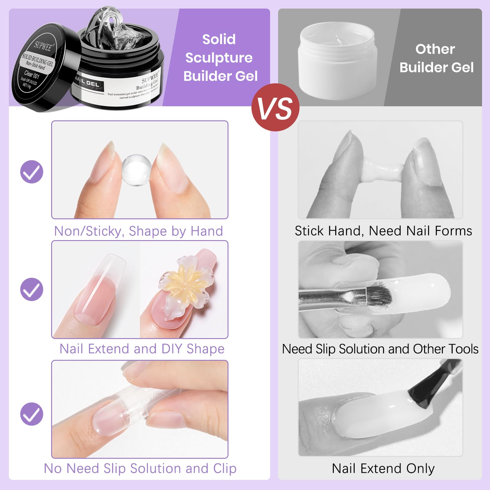 SUPWEE 3D Sculpting Gel Jar pearl white with subtle shimmer for premium art