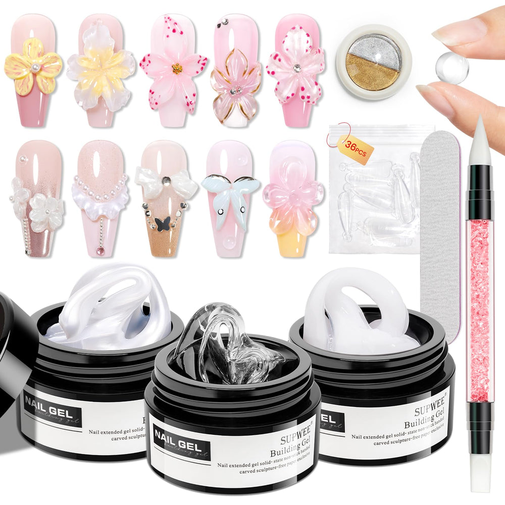 SUPWEE 3D Sculpting Gel kit closeup for easy at-home nail art extensions.