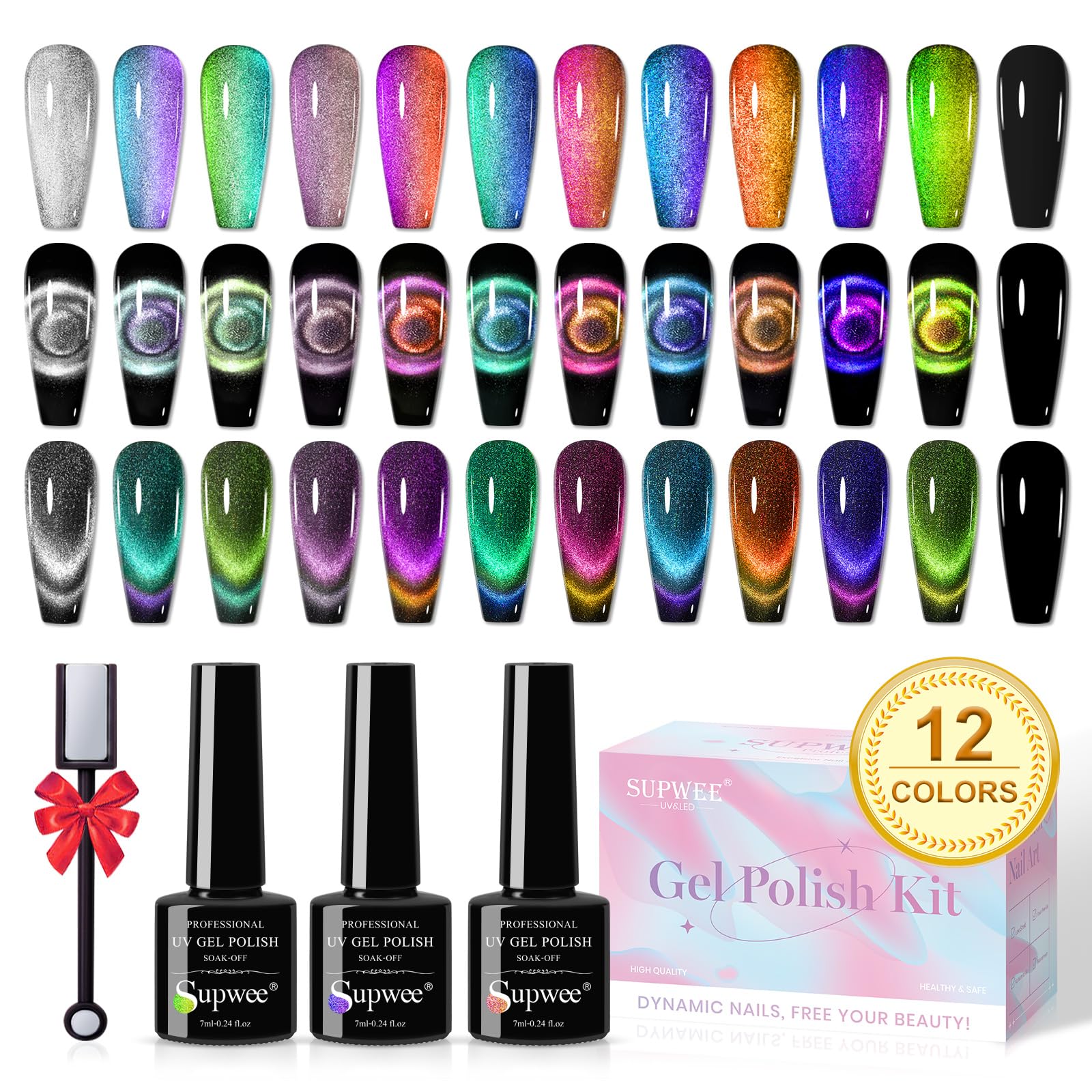 SUPWEE cat eye collection shows 11 color gels for versatile at-home nails