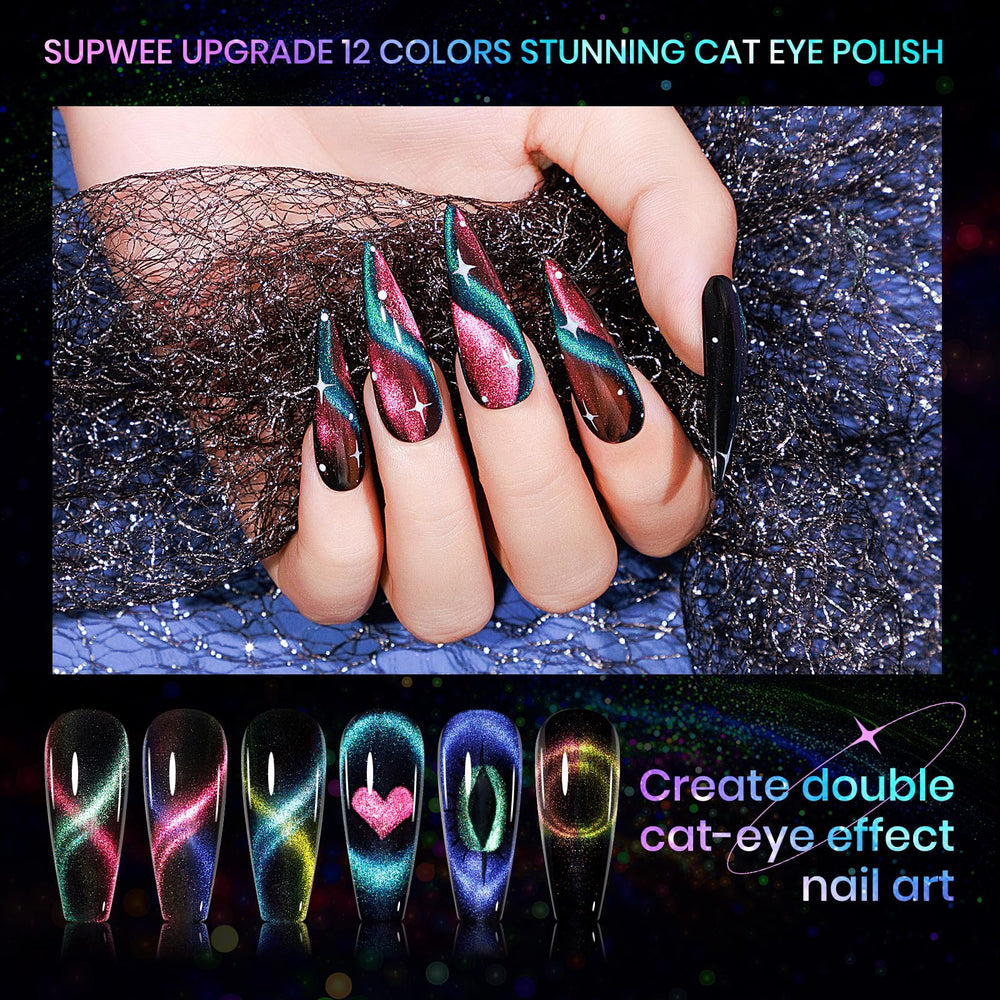 SUPWEE cat-eye nail design patterns showcase pattern possibilities