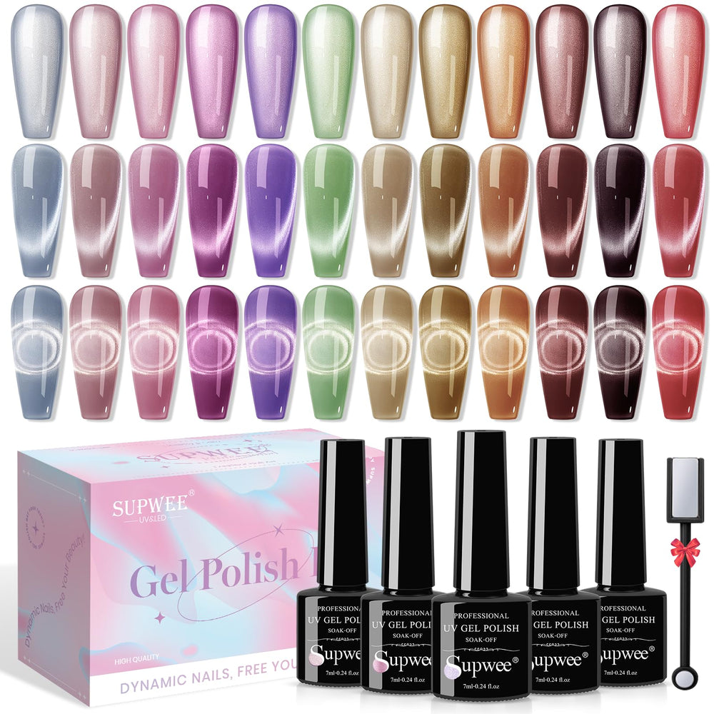 SUPWEE cat eye nail polish collection offers varied Moonlight colors for chic nails.
