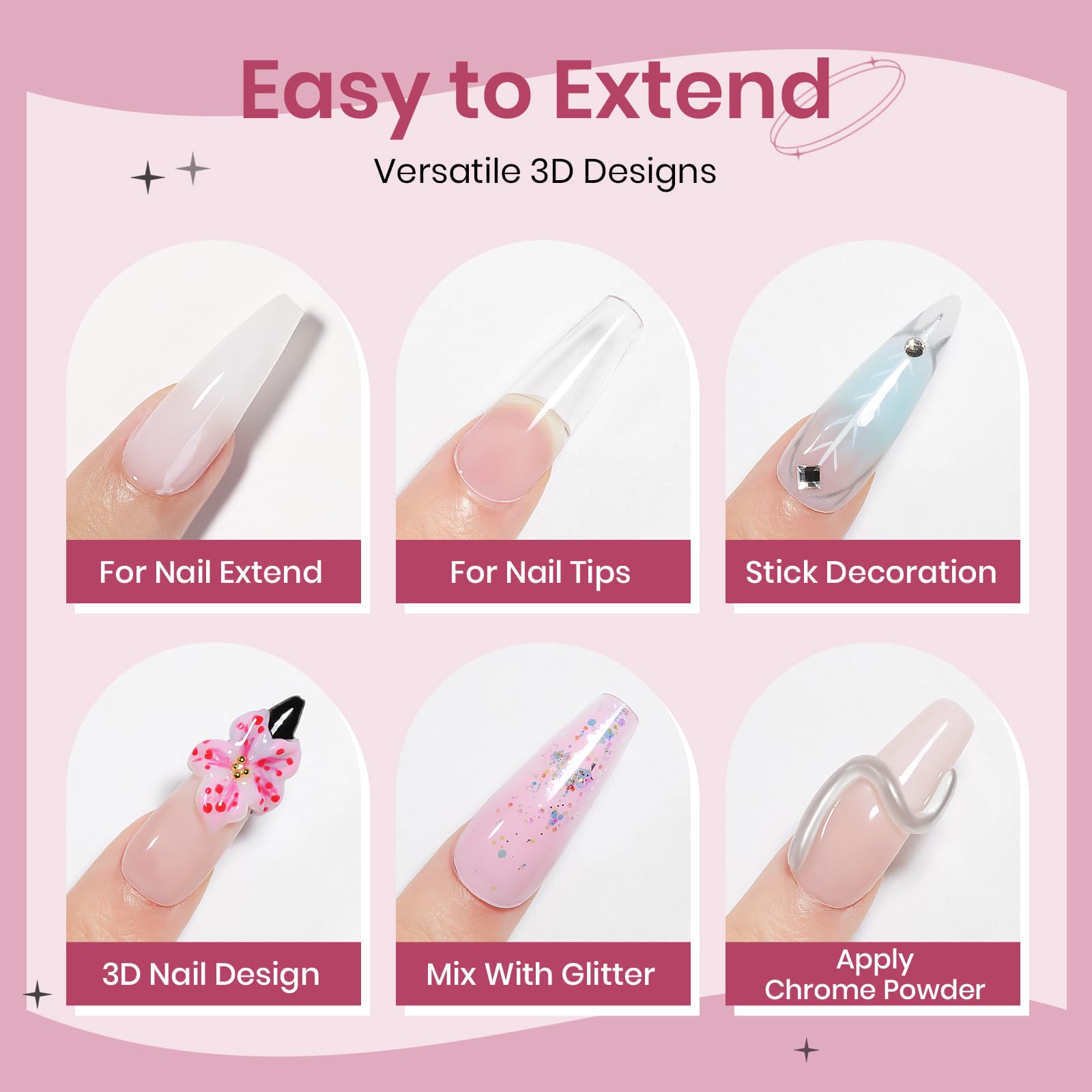 SUPWEE pink solid builder gel for natural-looking 3D nails.