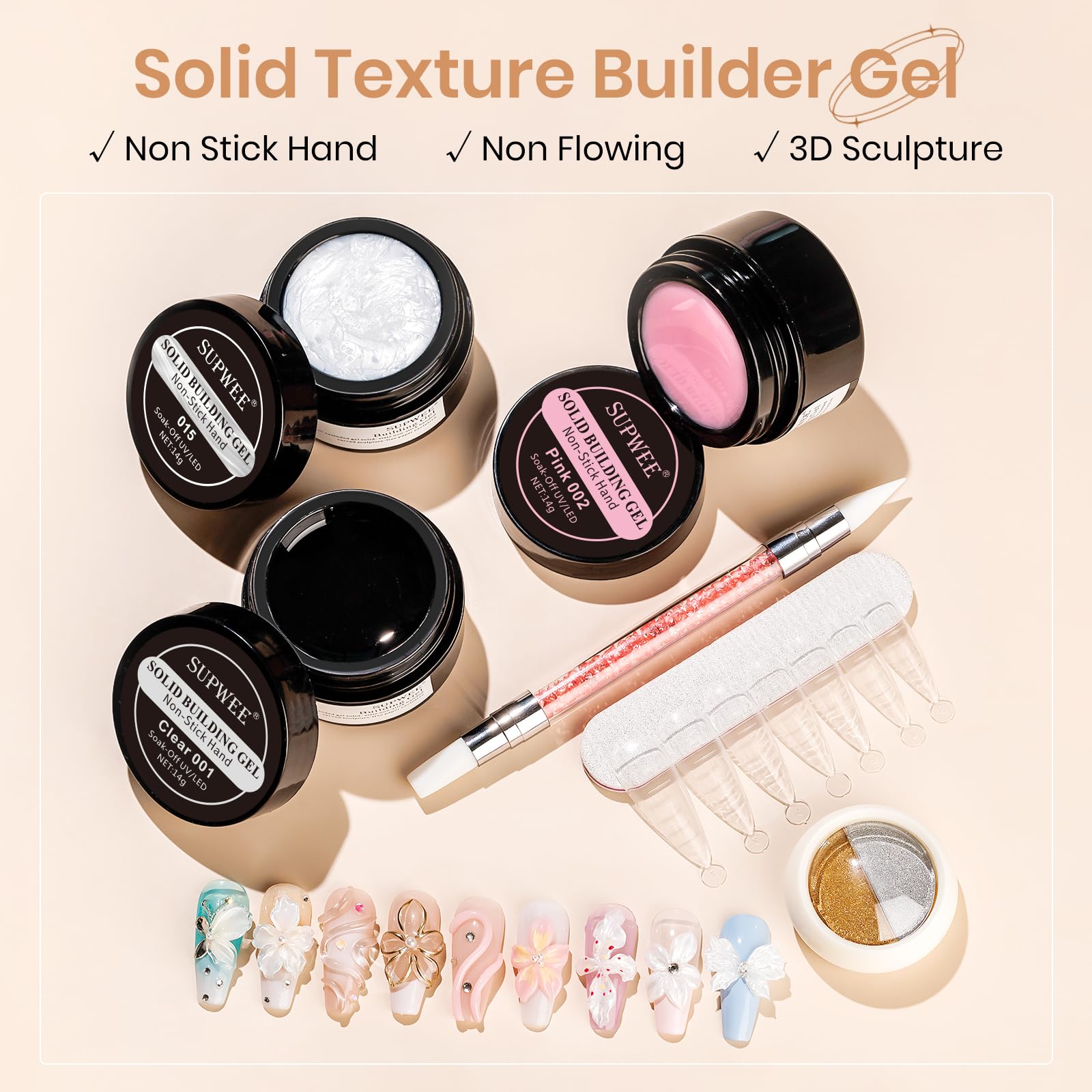 SUPWEE solid mold gel clear application enables smooth sculpting with ease.