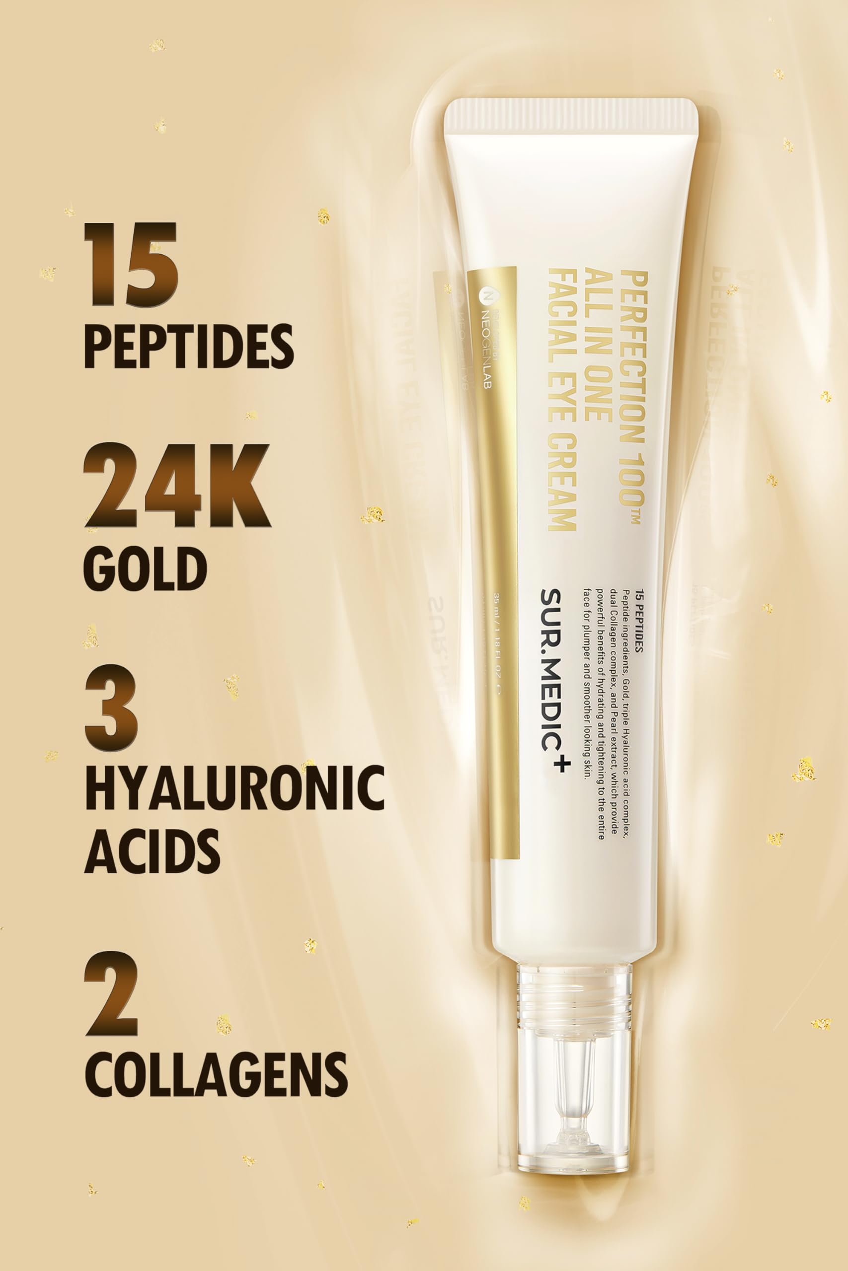 SUR.MEDIC+ Peptides target fine lines and form a protective barrier.