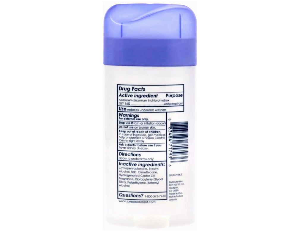 Sure antiperspirant solid regular dry-look underarm finish after use.