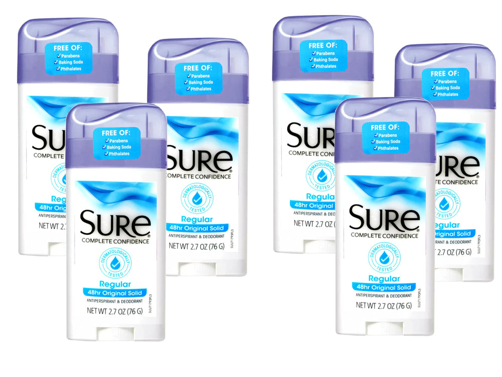 Sure antiperspirant solid regular hands applying for everyday protection.