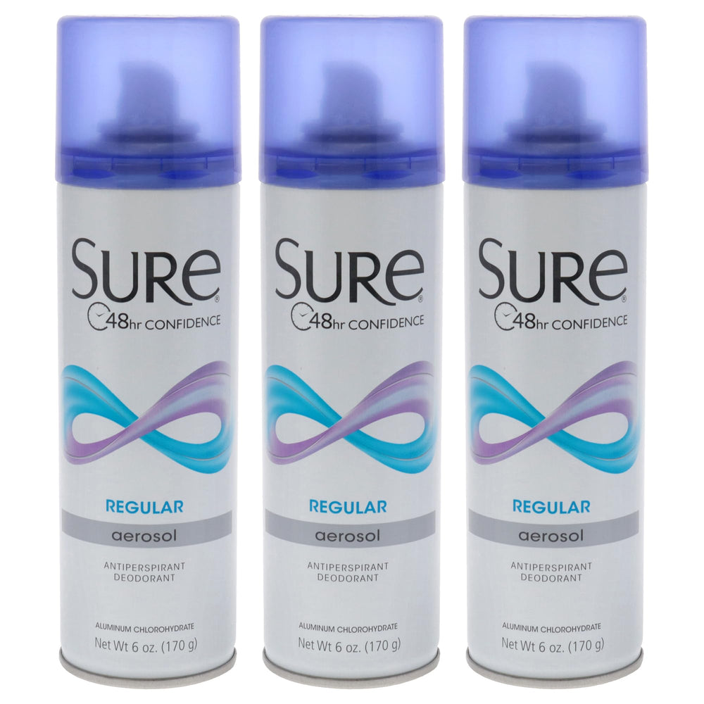 Sure Regular Scent Aerosol bottle showing fast-drying, all-day freshness