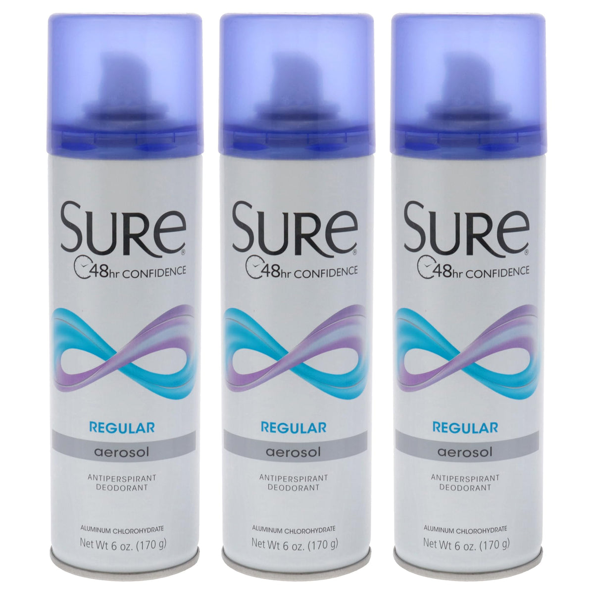Sure Regular Scent Aerosol bottle showing fast-drying, all-day freshness