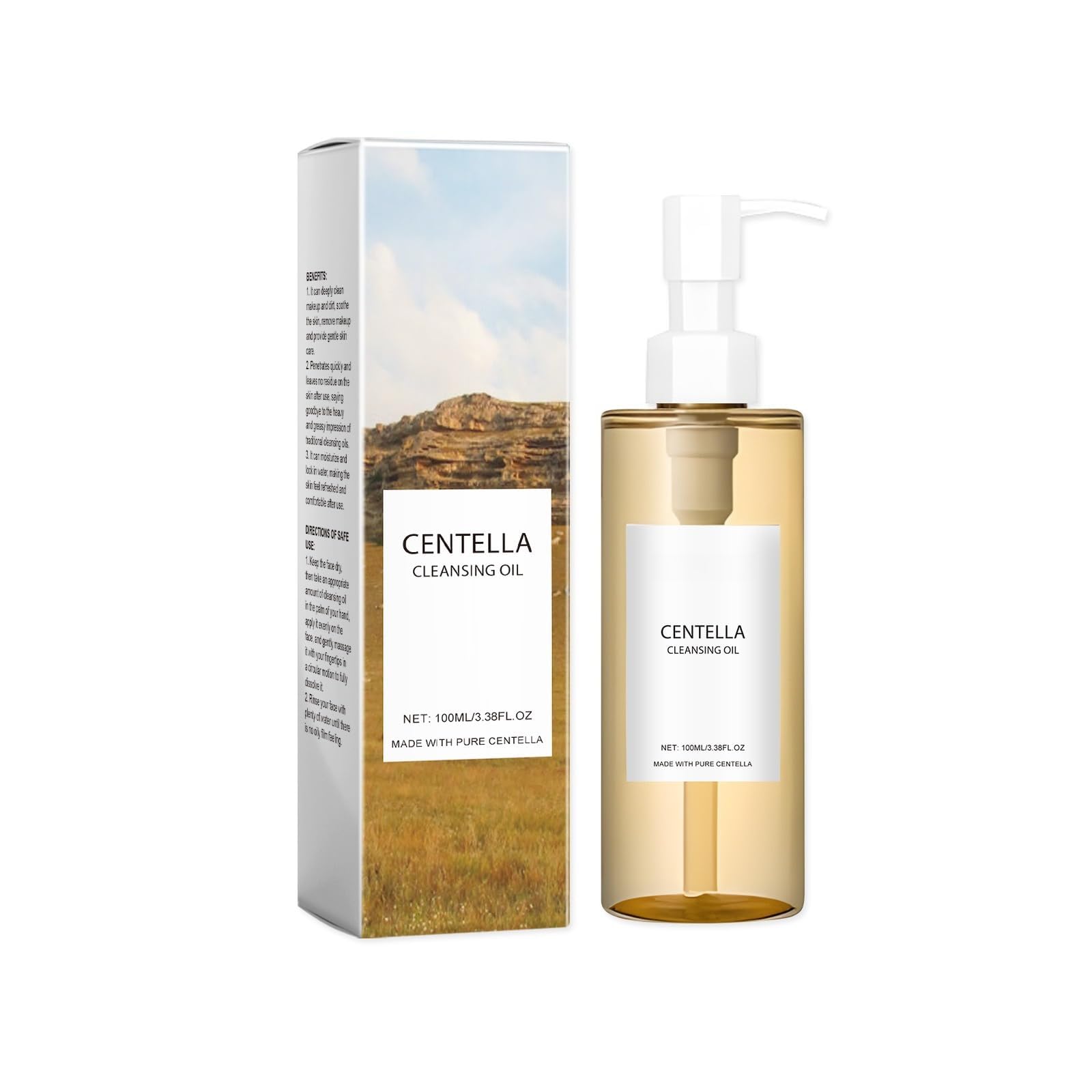 SURELIT Centella Light Cleansing Oil bottle demonstrates lightweight makeup removal for daily hydration.