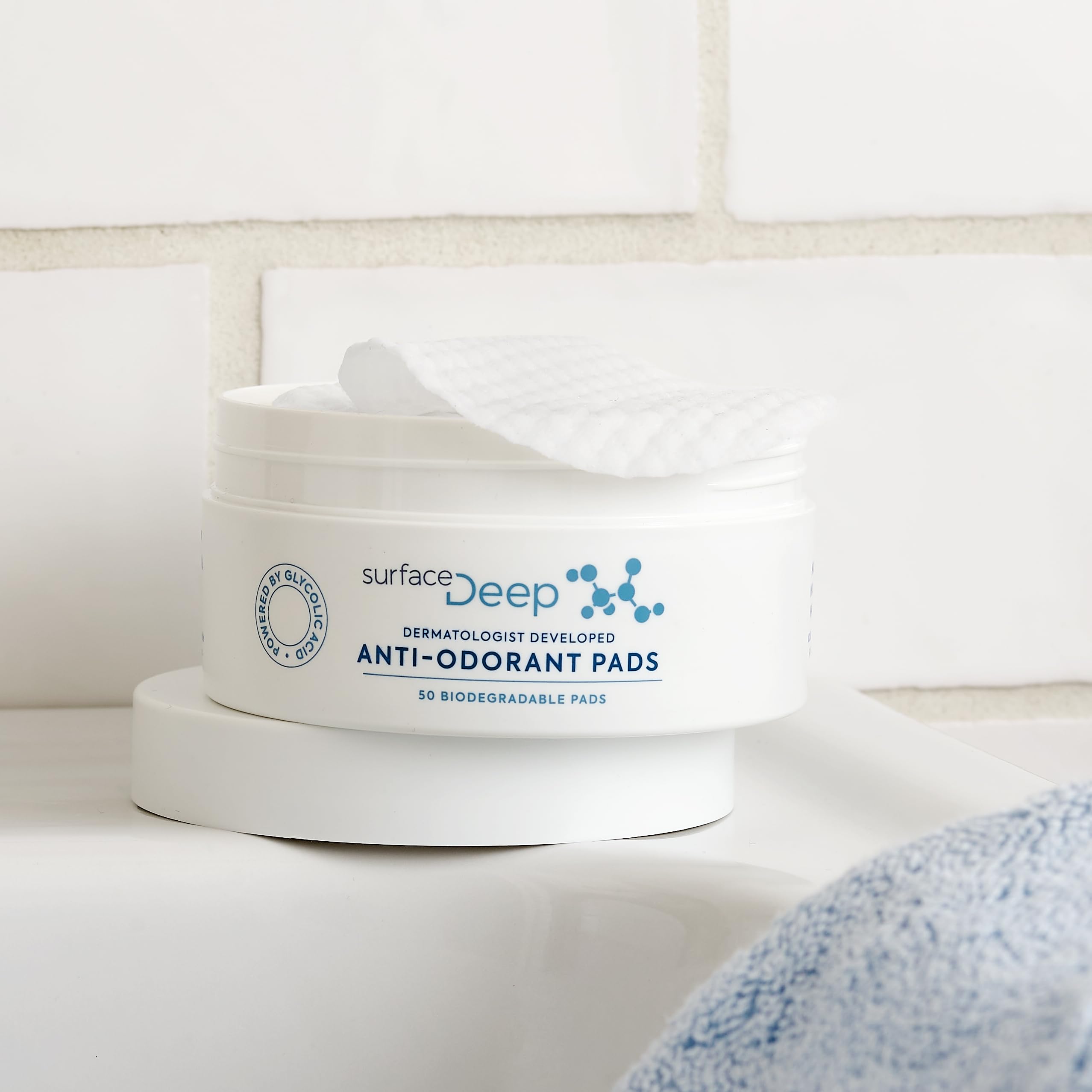 Surface Deep Anti-Odorant Pads cruelty-free packaging emphasizes ethical skincare choices.