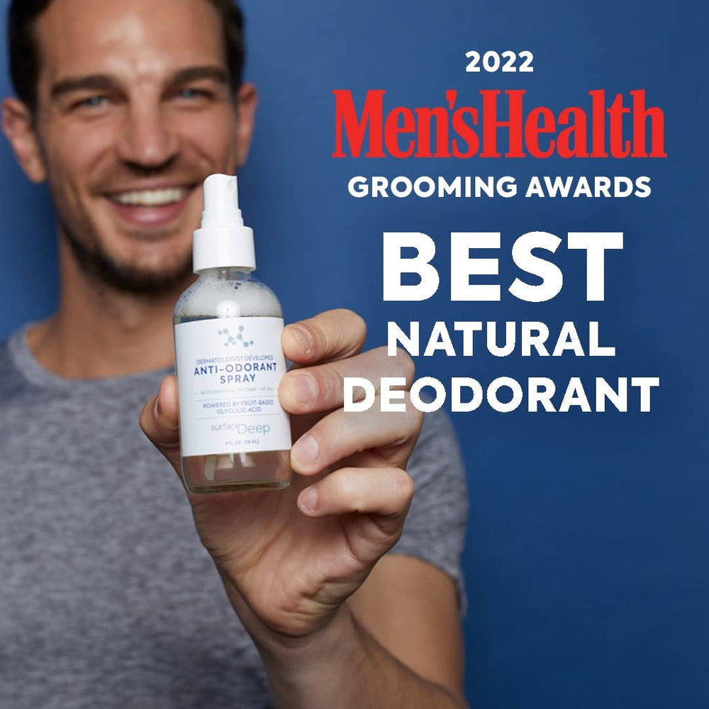 Surface Deep aluminum-free badge emphasizes clean, natural odor alternative.