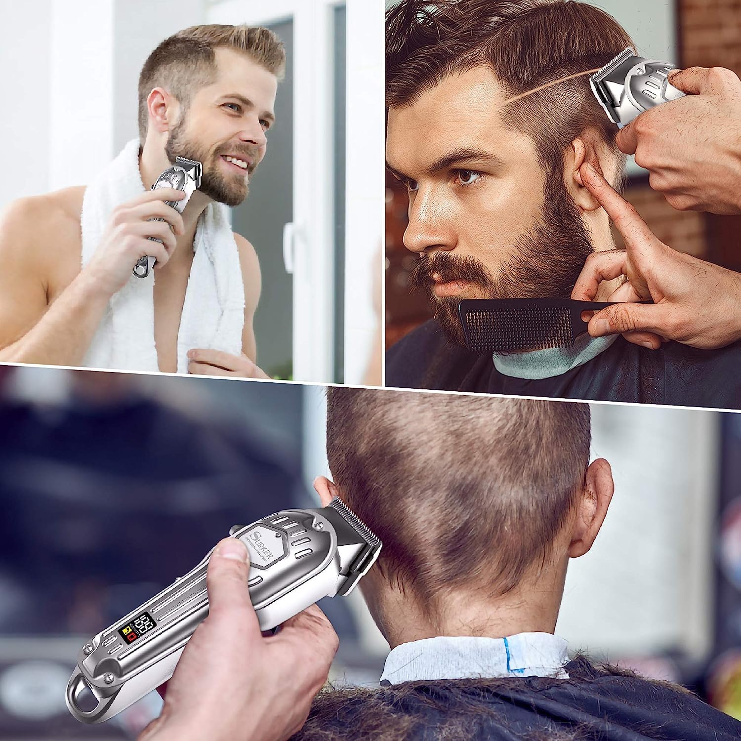 SURKER hair clipper ergonomic design for comfortable grip during long sessions
