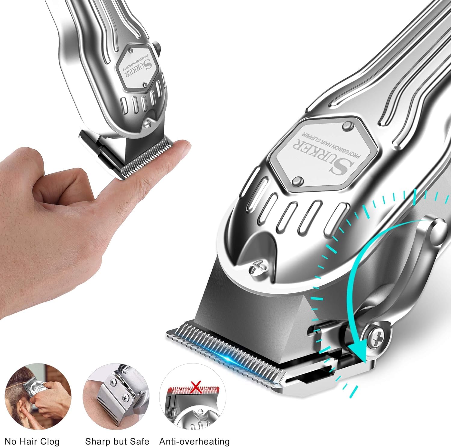 SURKER blades are water washable for easy cleaning after trims