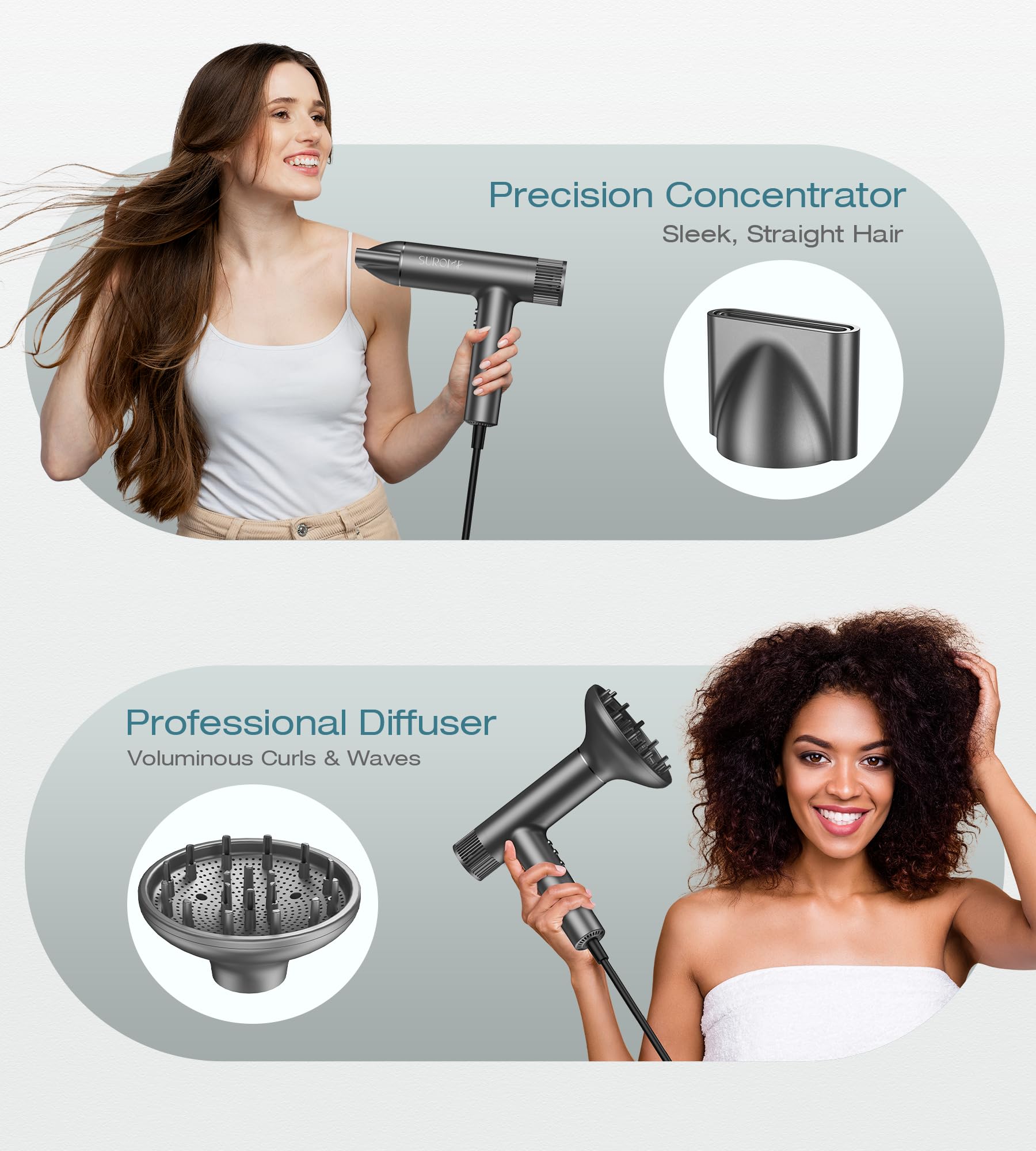 SUROME 360° rotatable diffuser supports styling at multiple angles