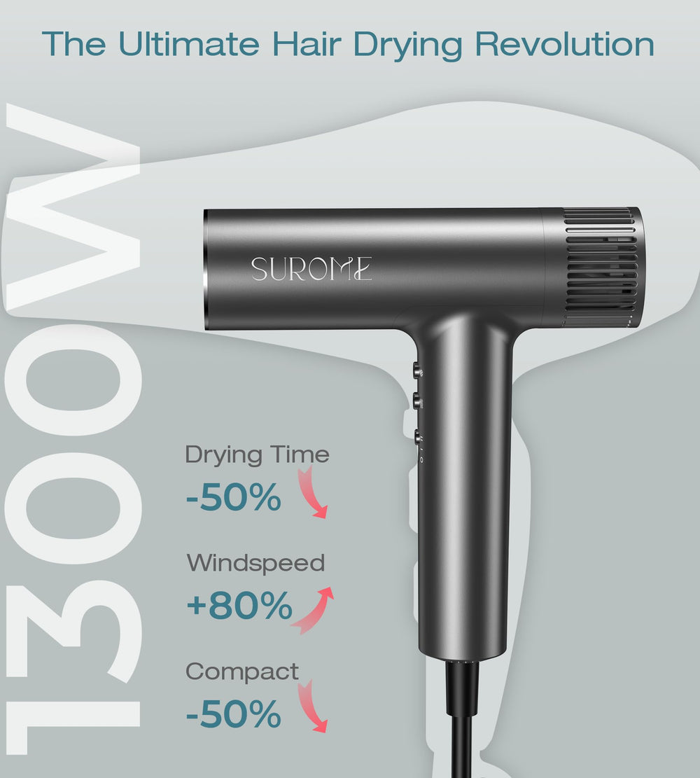 SUROME brushless design enables smooth airflow and quicker frizz-free drying