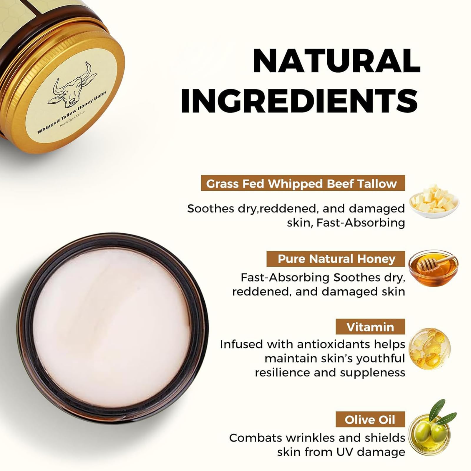 SURORAIN Tallow Honey Body Balm on hand shows quick absorption