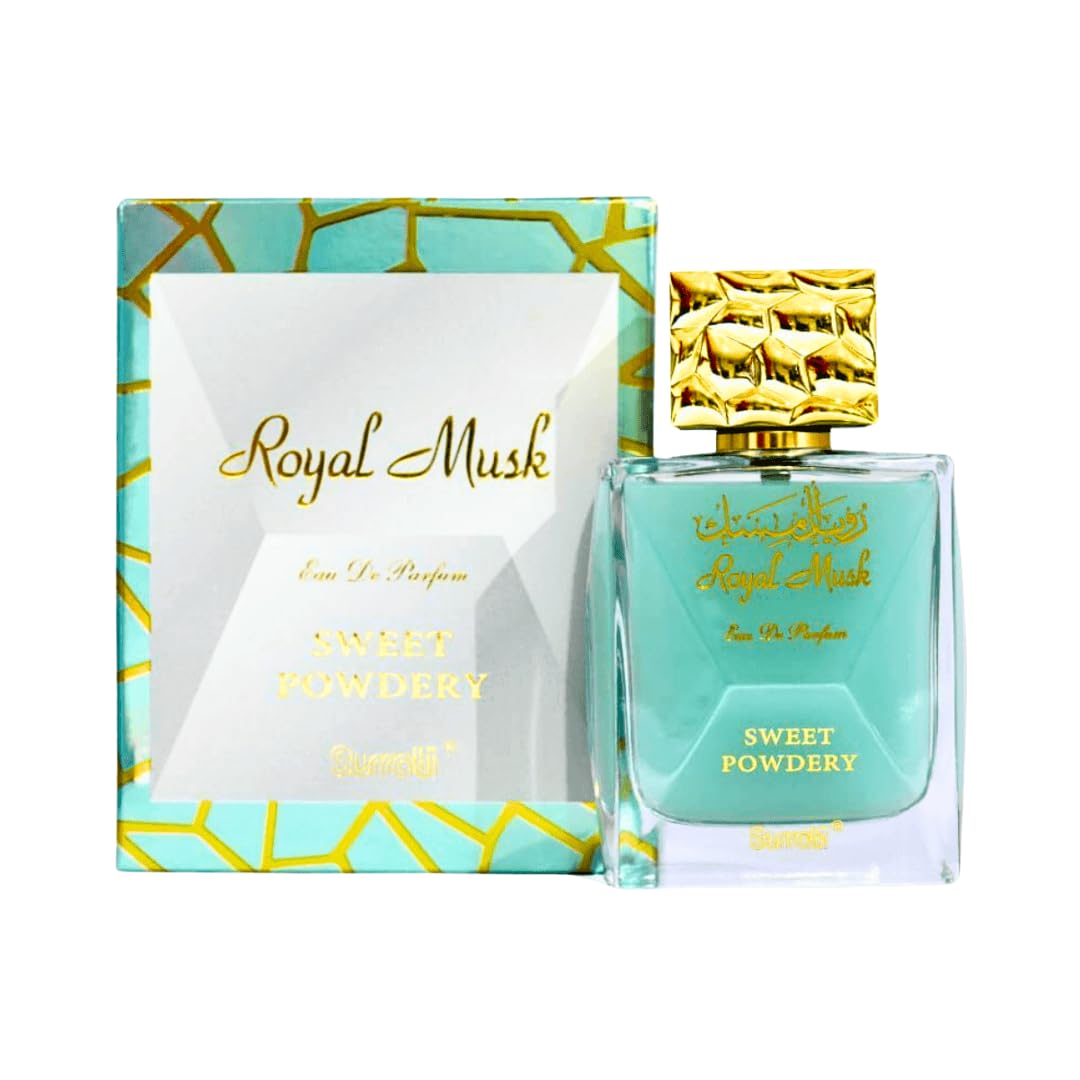 Surrati Royal Musk Sweet Powdery EDP bottle shows elegant unisex design for everyday wear.