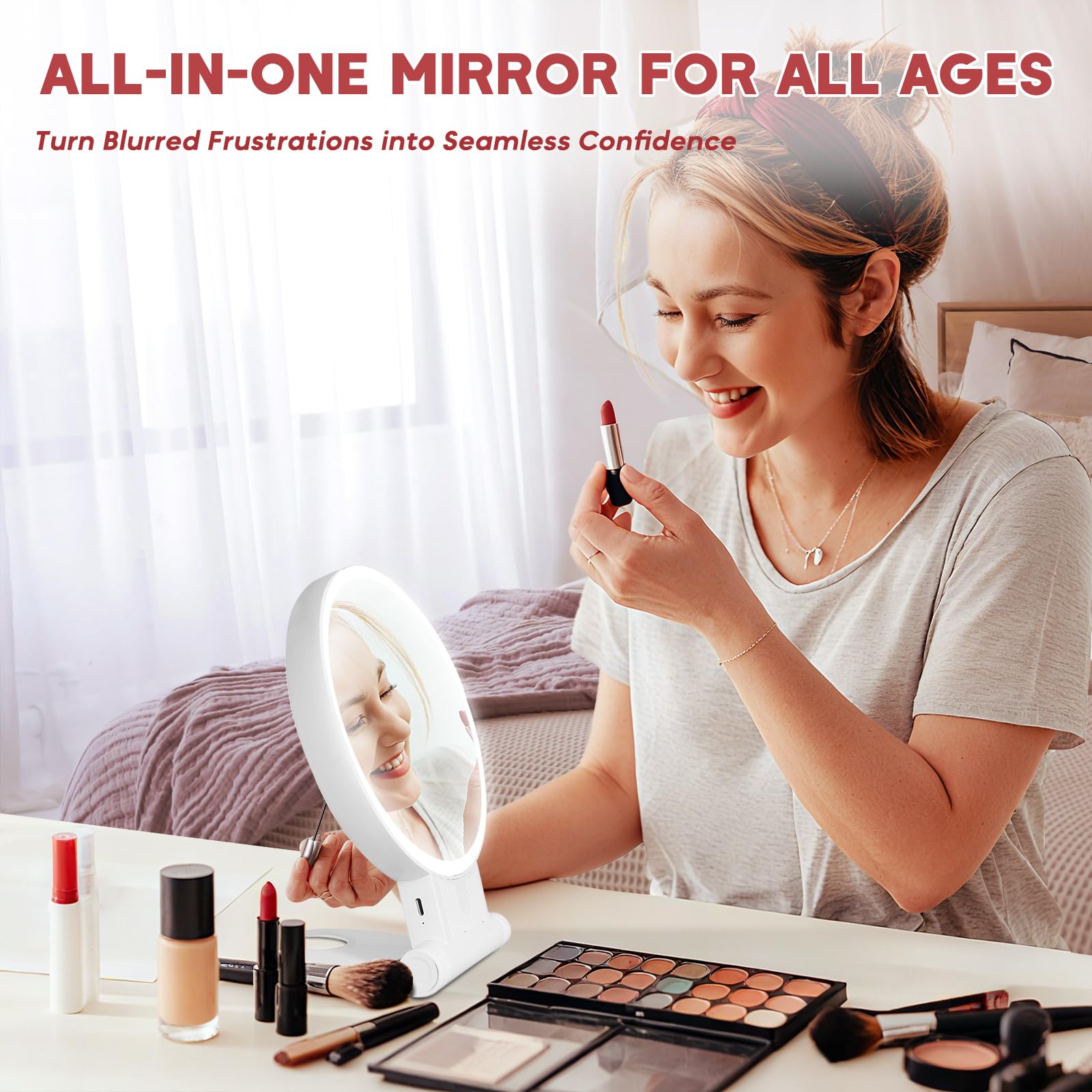 SurSynch compact foldable mirror fits in bag for travel