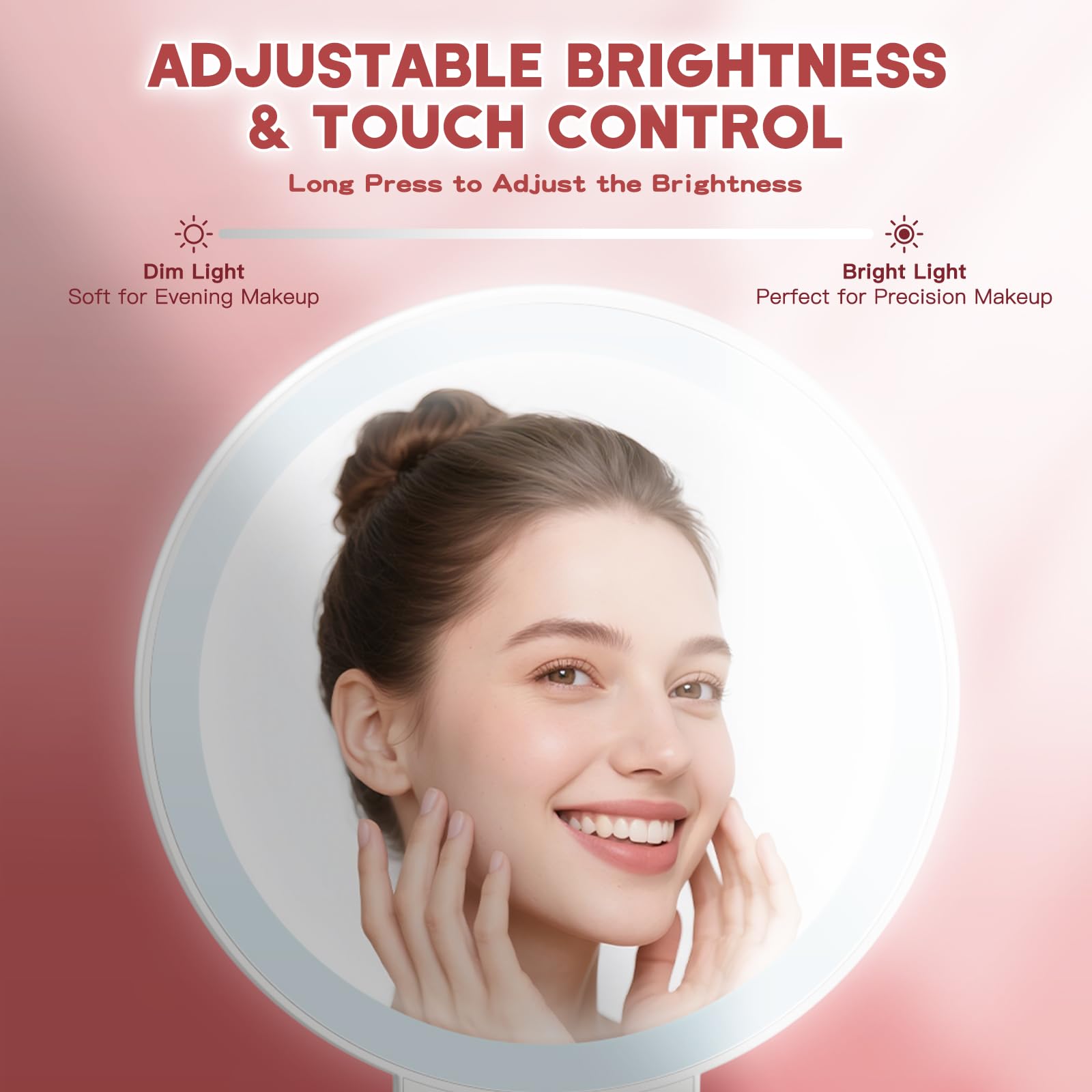 SurSynch foldable vanity mirror with 360° rotation for versatile angles