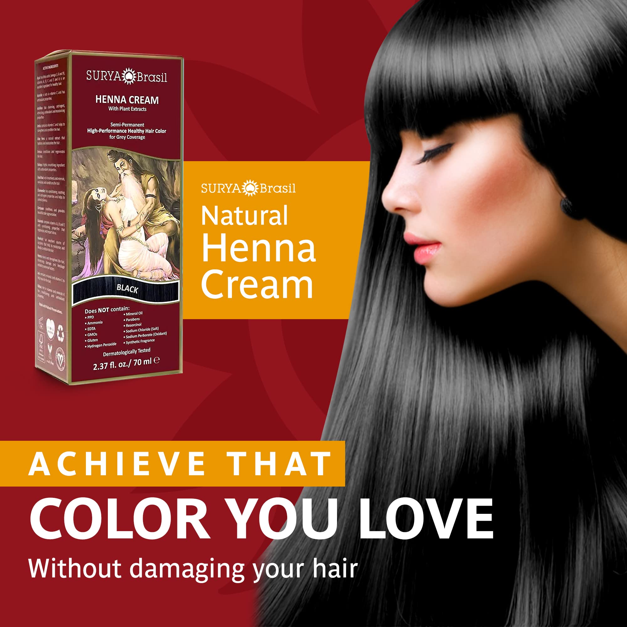 Application of Surya Brasil Henna Cream for easy, conditioning color on hair.