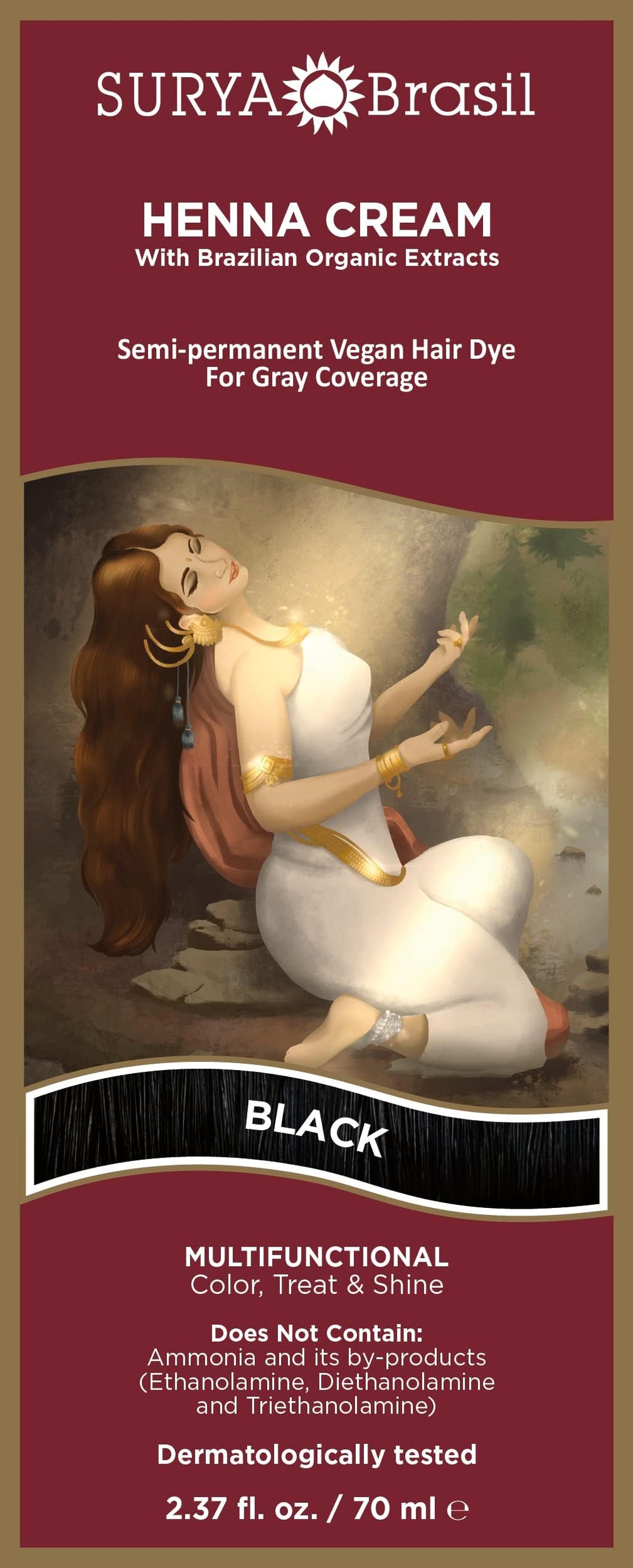 Surya Brasil Henna Cream Black application shows even color application.