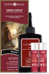 Surya Brasil Henna Cream botanical formula image highlights 15 herbs and fruits.