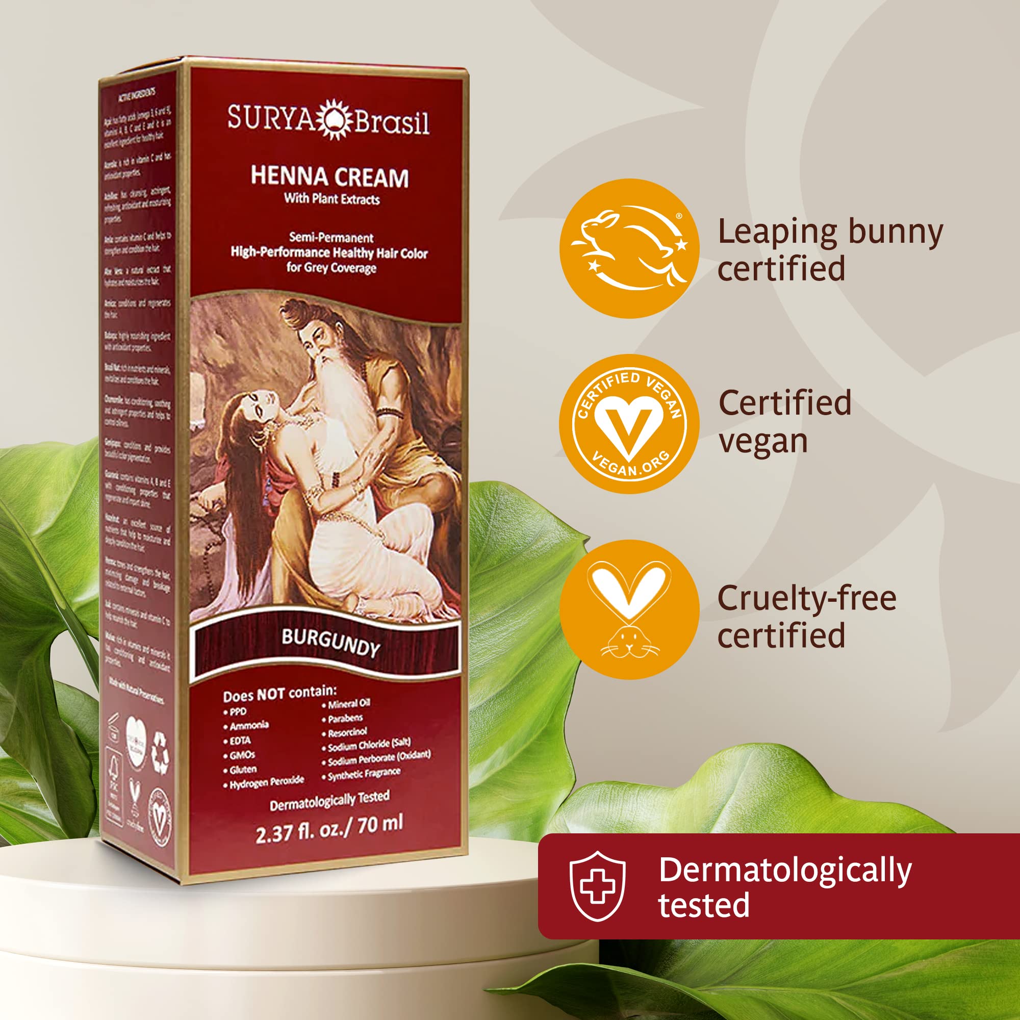 Surya Brasil Henna Cream Burgundy cream-texture—smooth, easy-to-spread formula.