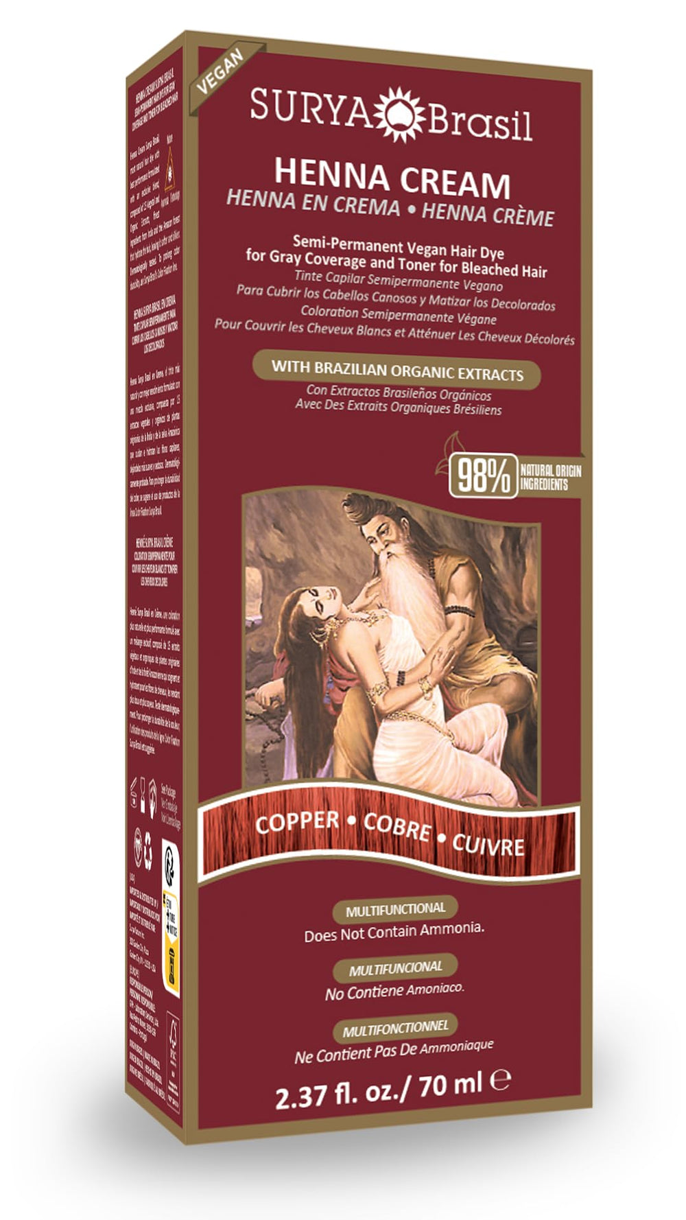 Surya Brasil Henna Cream Treatment copper bottle close-up highlighting rich color and conditioning