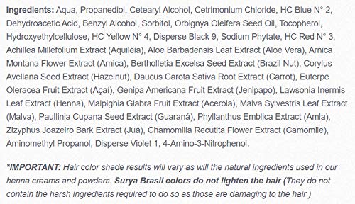 Surya Dark Brown Henna Cream bottle highlights ready-to-use formula for easy color and conditioning.