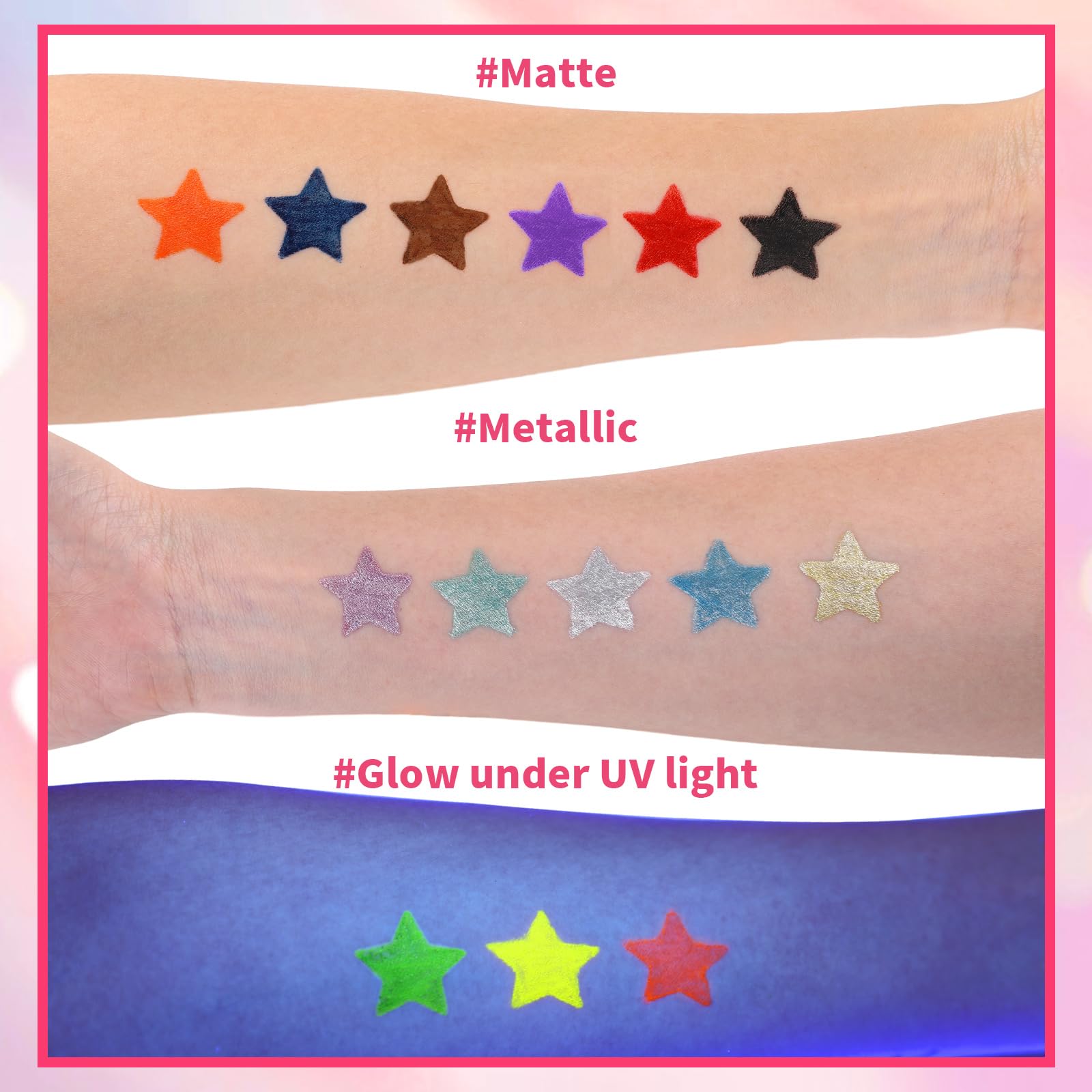 SUSIKEKI skin-safe water-based ink swatches show true color quickly.