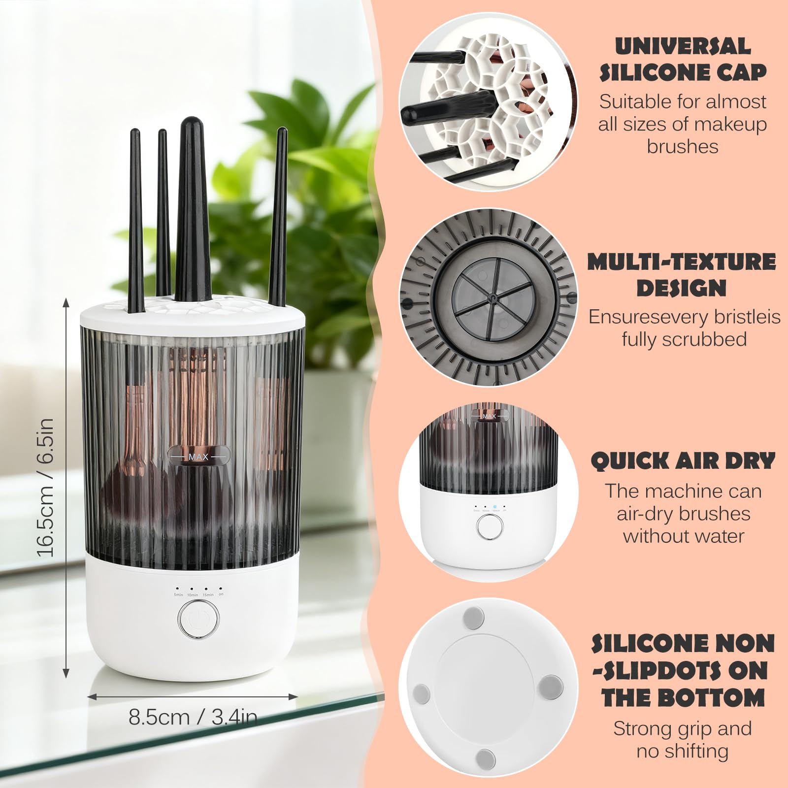 Suteng beauty tool cleaner with silicone cover for quick air drying