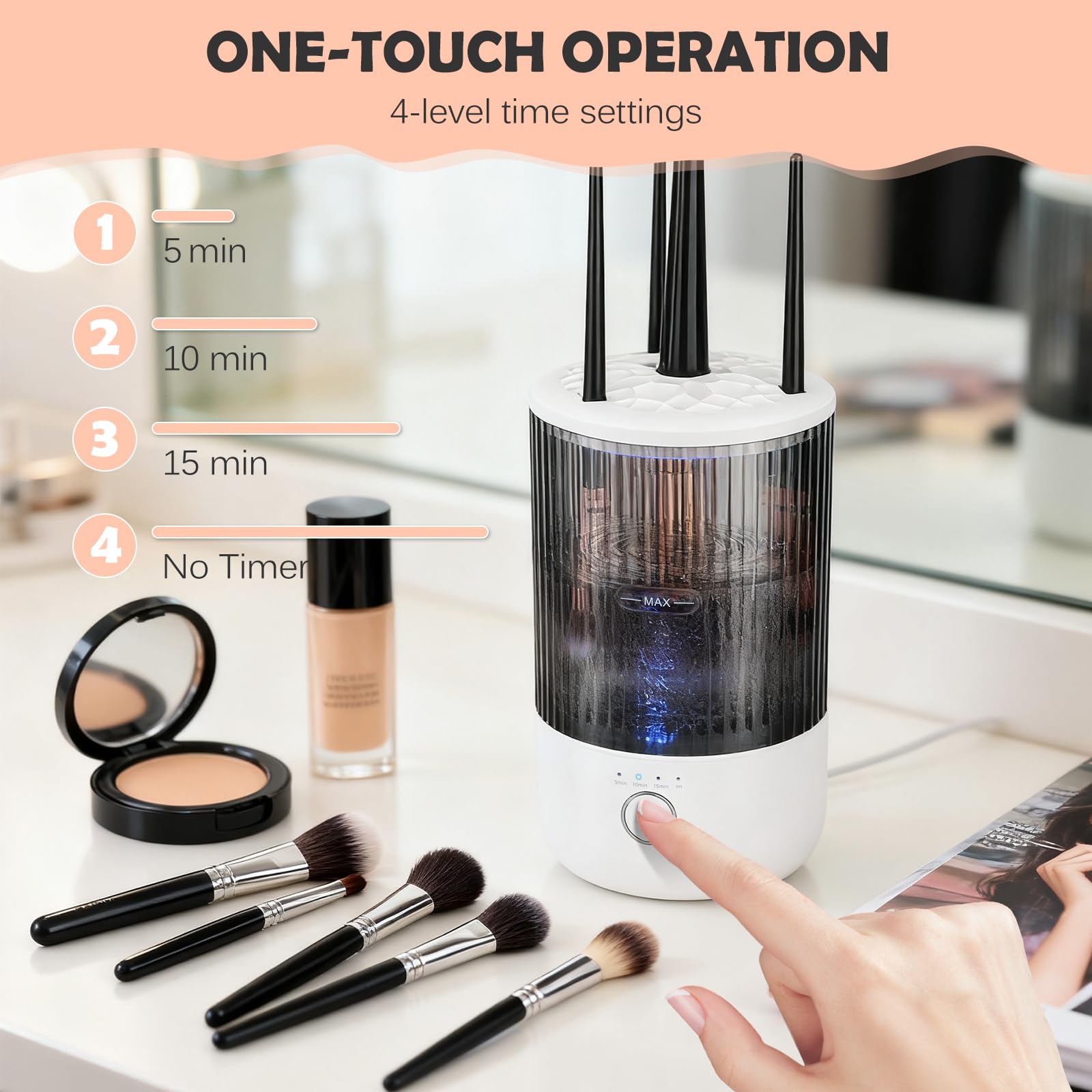 Suteng cosmetic brush cleaner automatic cleaning action saves time
