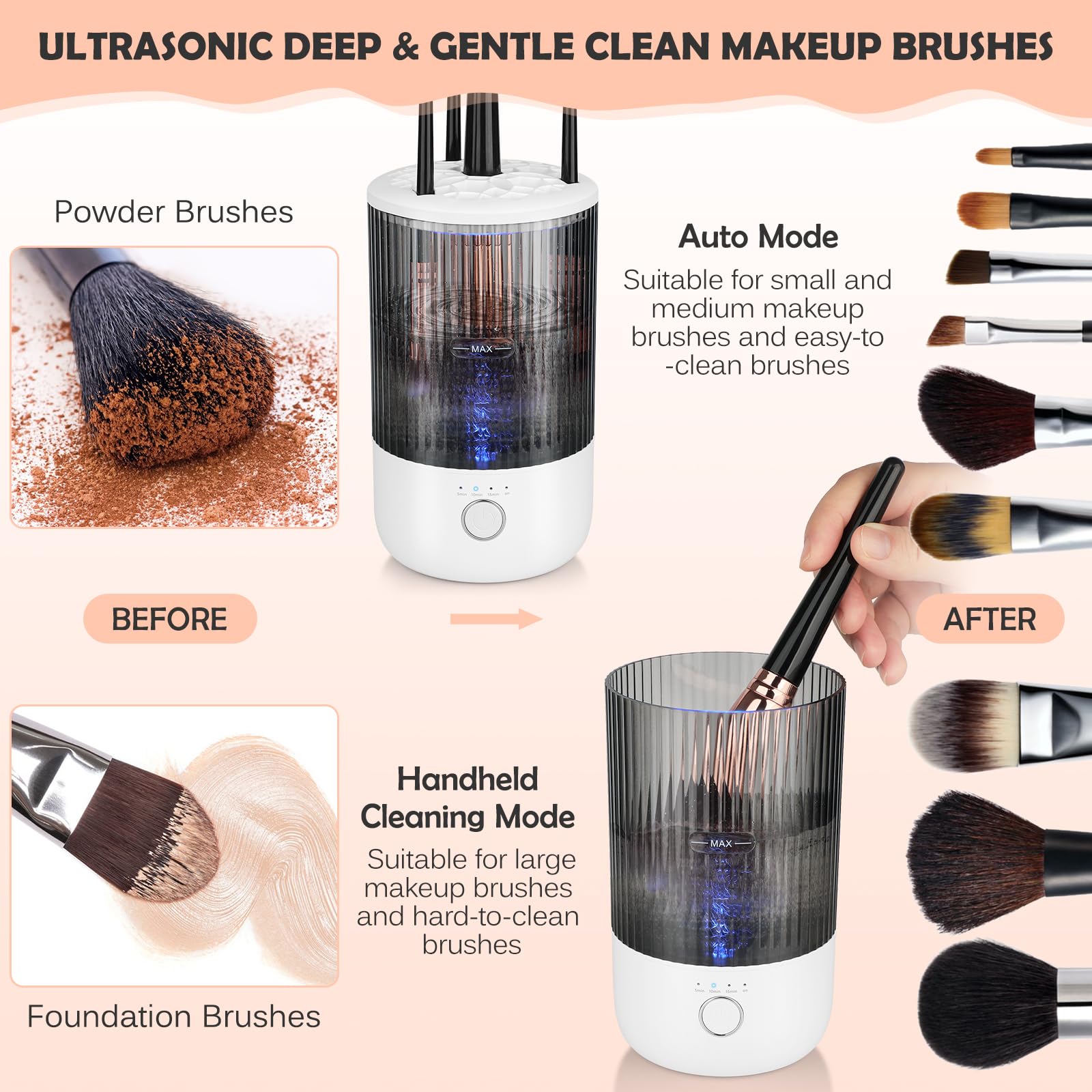 Suteng makeup brush cleaner machine with four-timer settings for customized sessions