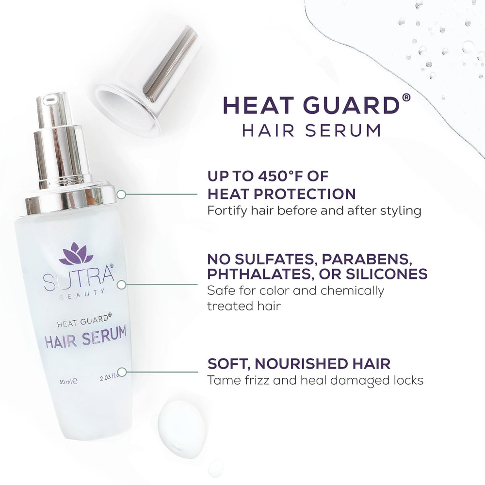 SUTRA Heat Guard bottle highlights hyaluronic acid hydration in hair